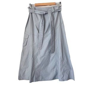 Apriori Womens Gray Regular Fit Pocket Belted Waist Midi A Line Skirt Size 8